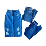 Kit Saia Jeans + Calça Jogger + Calça Mom - Fasstyle®