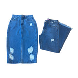 Kit Saia Jeans + Calça Wide Leg -Fasstyle®